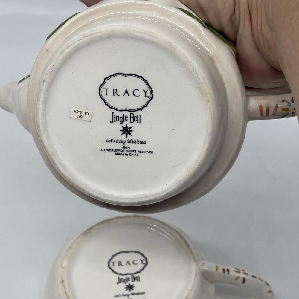 Jingle Bell Snowman Tracy Porter Let’s Hang Mistletoe 3 Pc Teapot & Mug Gift - Picture 12 of 14